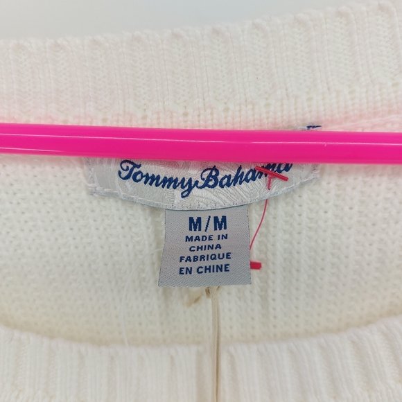 Tommy Bahama Breezy Palm Embroidered White Cotton Sweater Size Medium - Picture 5 of 7